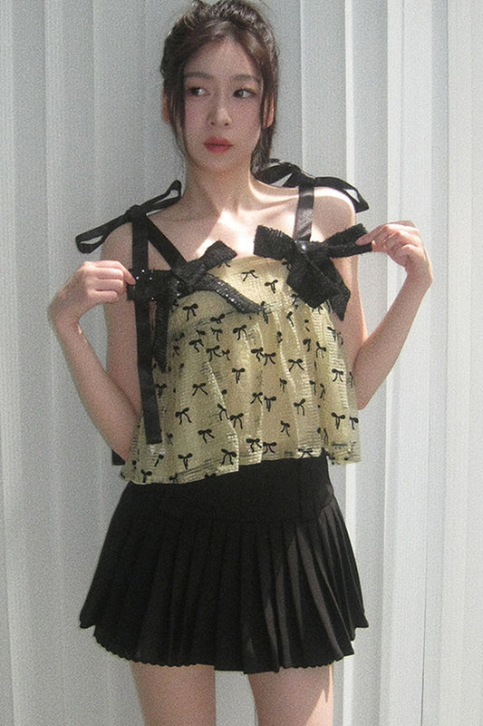 Chiffon Beaded Bow Top