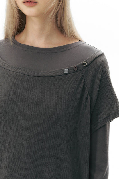 Color-Blocked Raglan Knit Blouse
