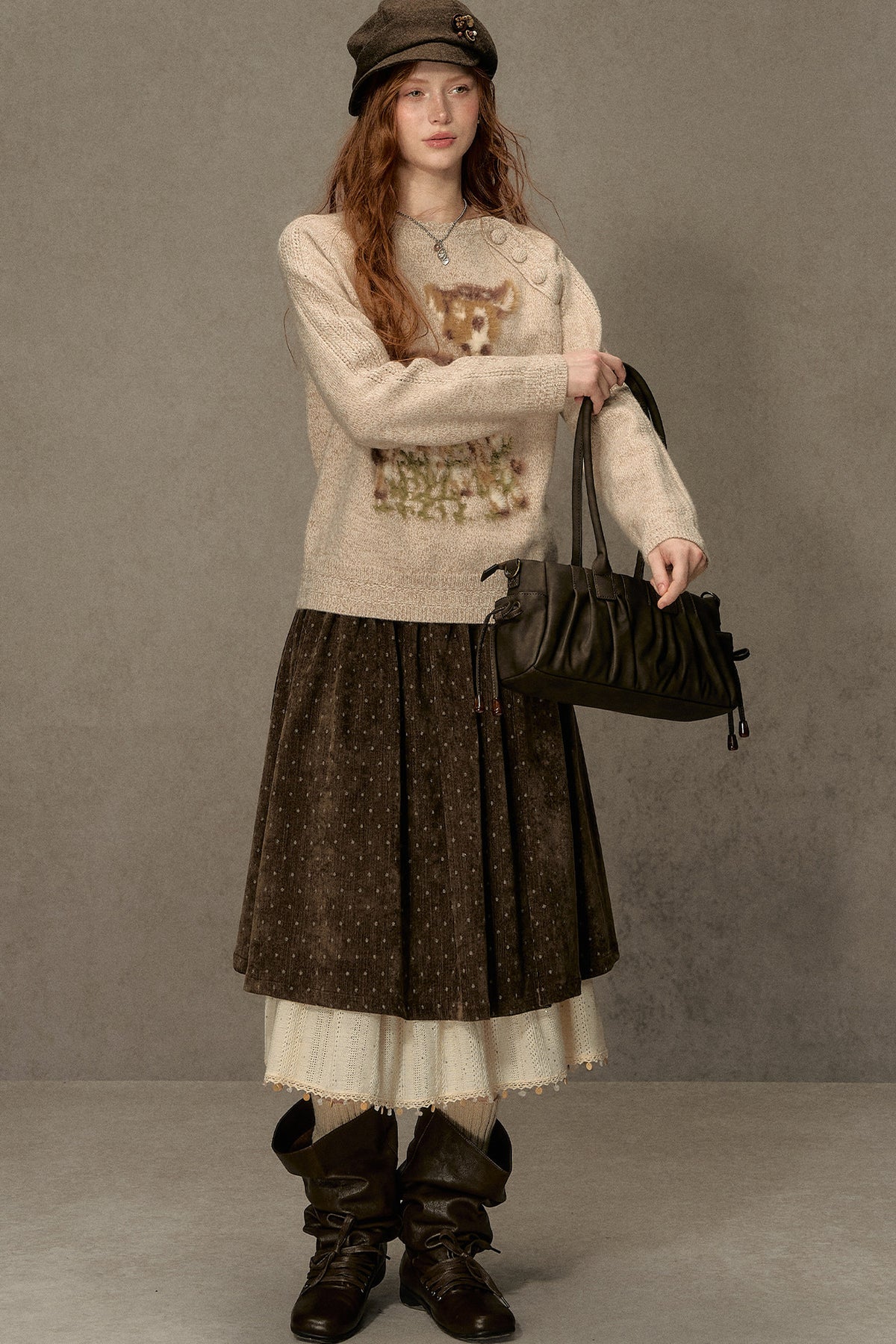 Deer Jacquard Pullover Sweater