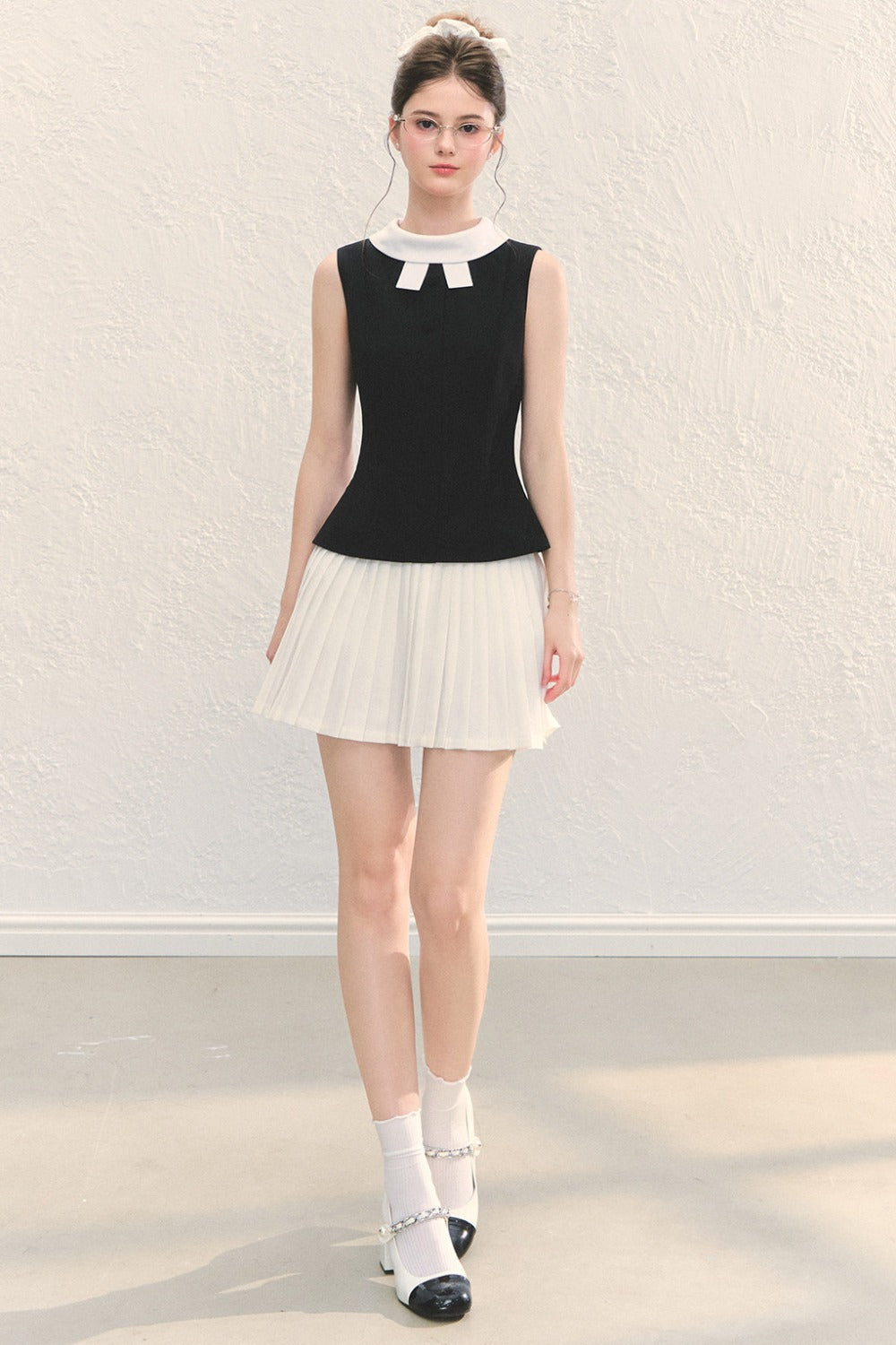 Bowknot Color-Block Sleeveless Tank Top