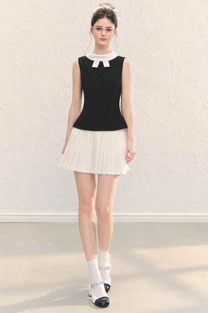 Bowknot Color-Block Sleeveless Tank Top