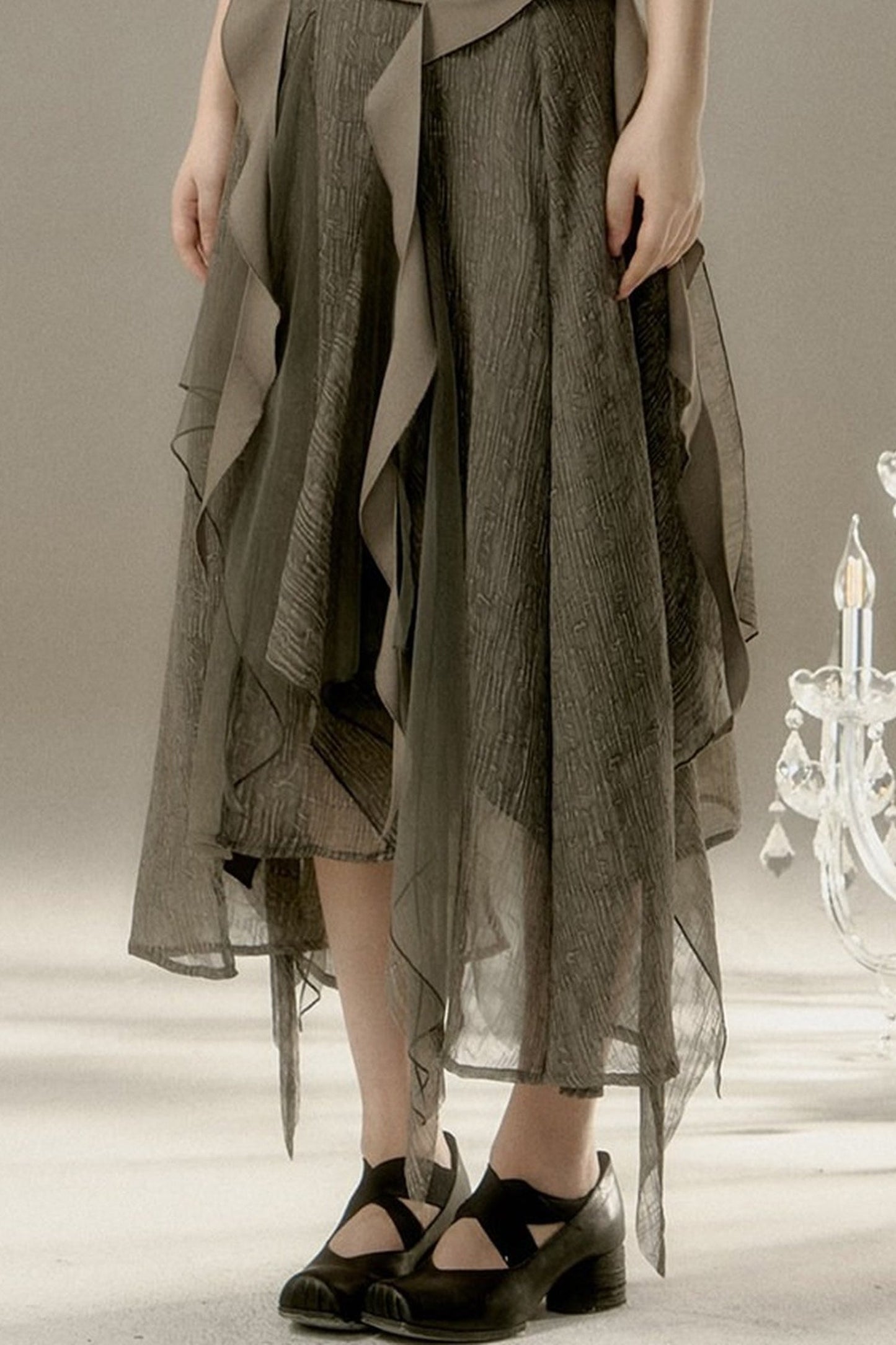 Drapey A-Line Midi Skirt