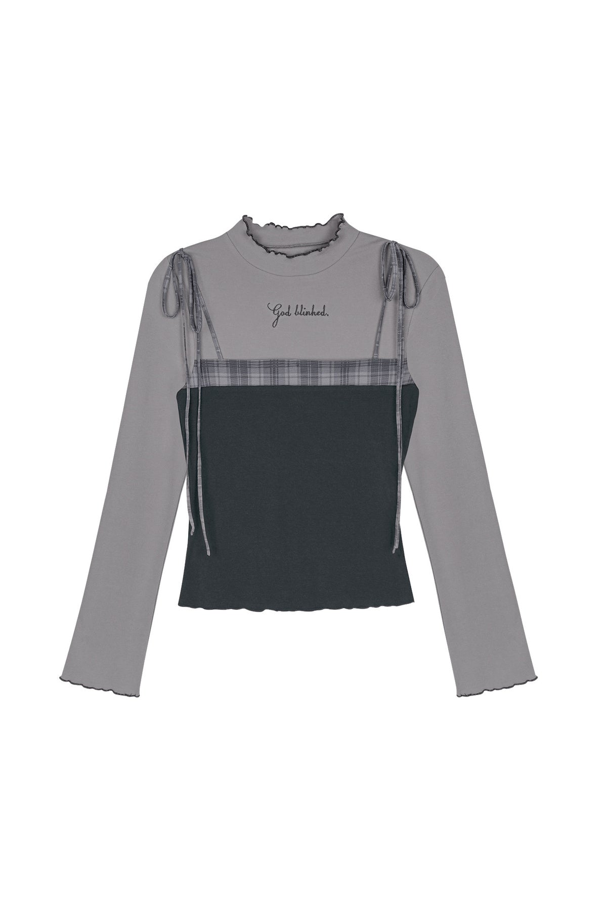 Gray Plaid Layered-Look Cami Top