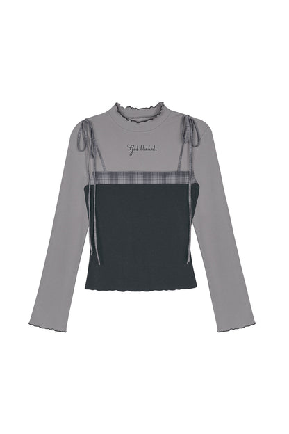 Gray Plaid Layered-Look Cami Top