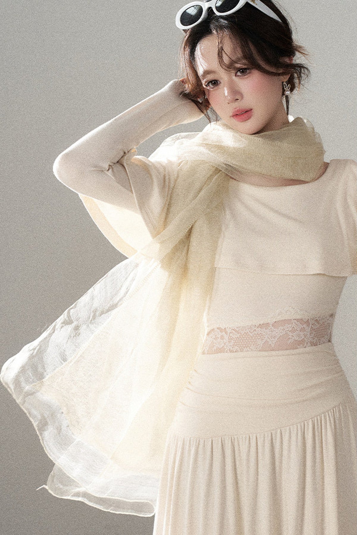 Long-Sleeved Lace Patchwork Dress