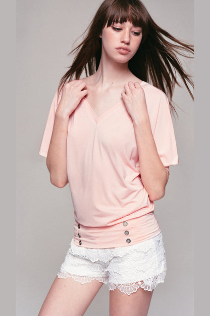 Modal Knit V-Neck Batwing Top