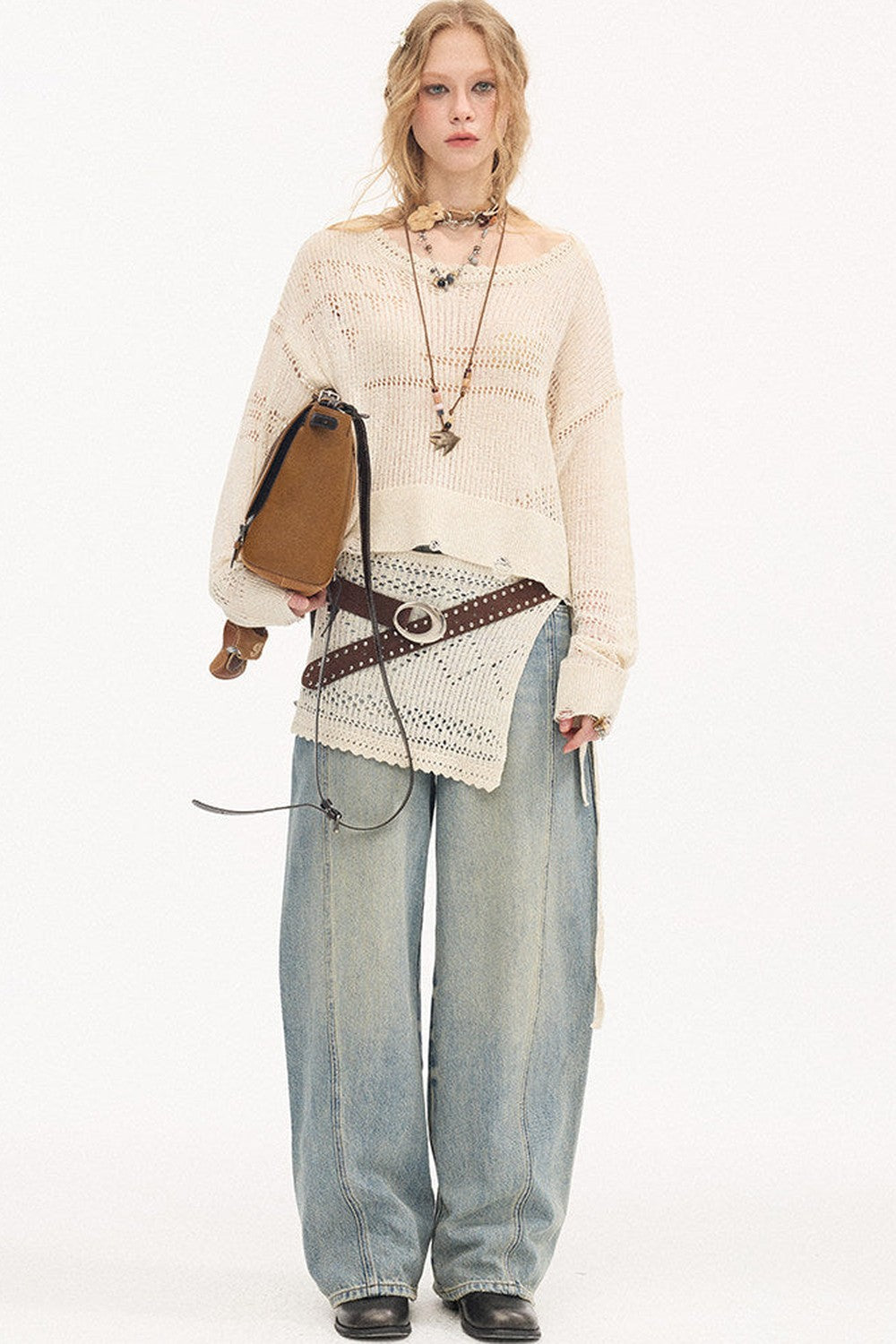 Asymmetrical Knit Off-Shoulder Top Set