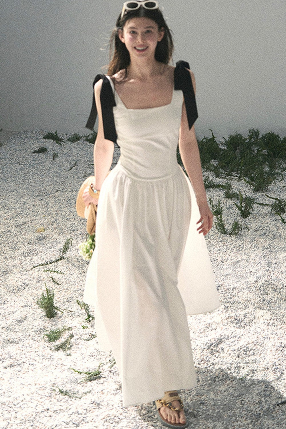 Vestido de tirantes de estilo francés
