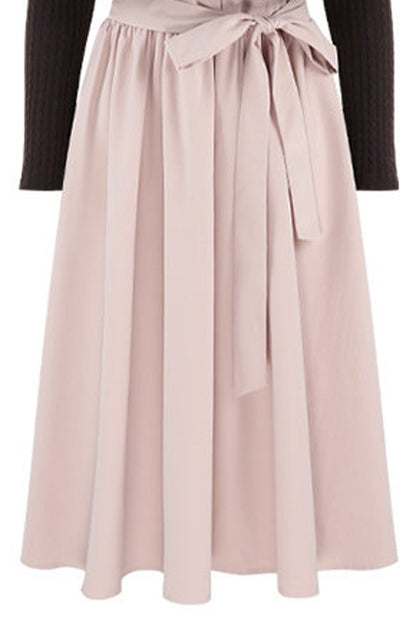 Collar Knitted Overlay Long Dress
