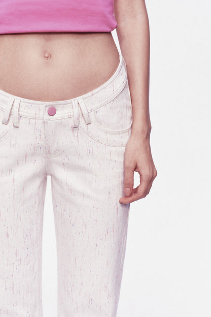 Pastel Dot All-Cotton Low-Waist Flared Jeans