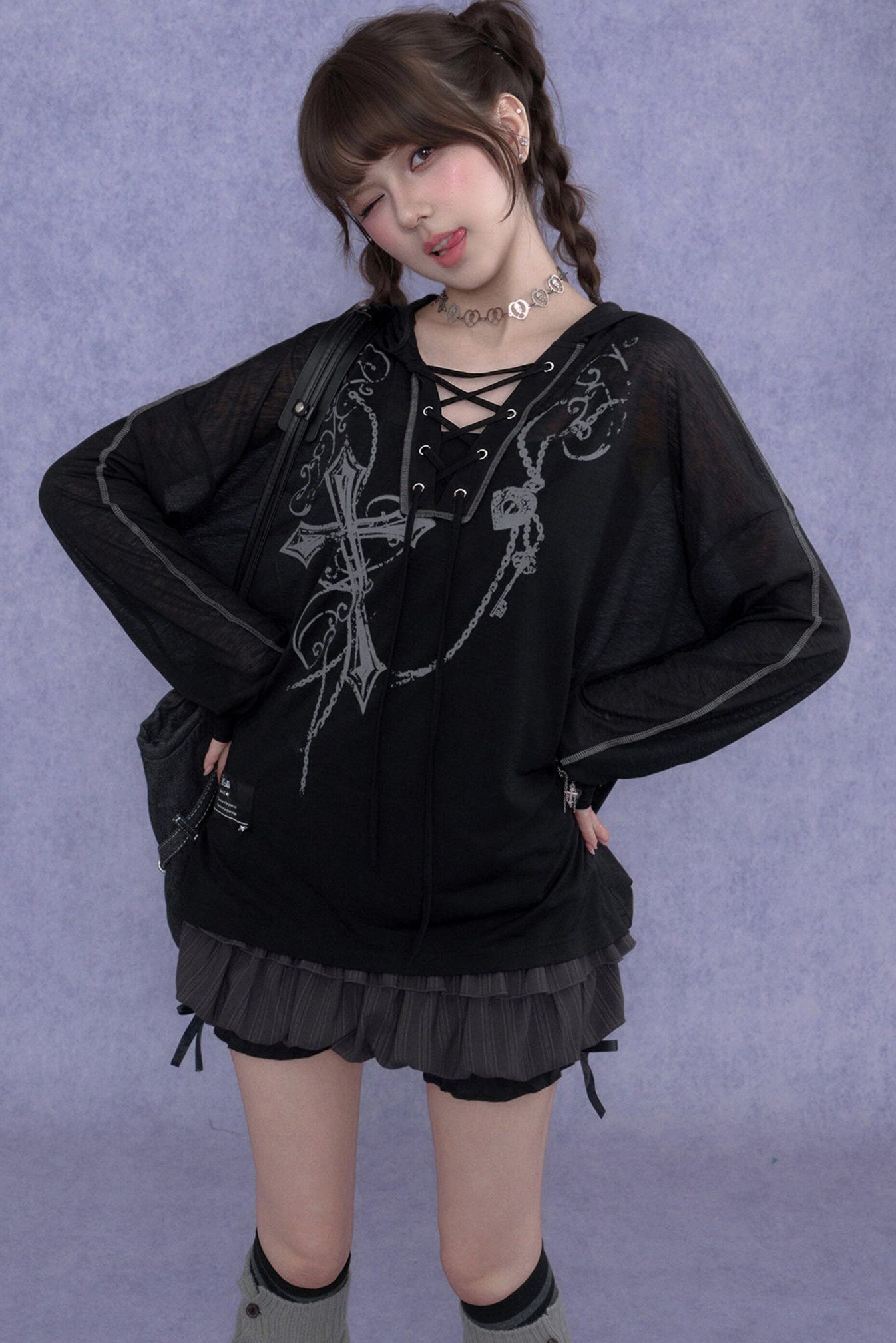 Dark Cross Hooded Top