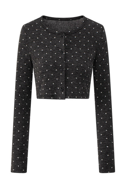 Polka-Dot Knit Cardigan Set