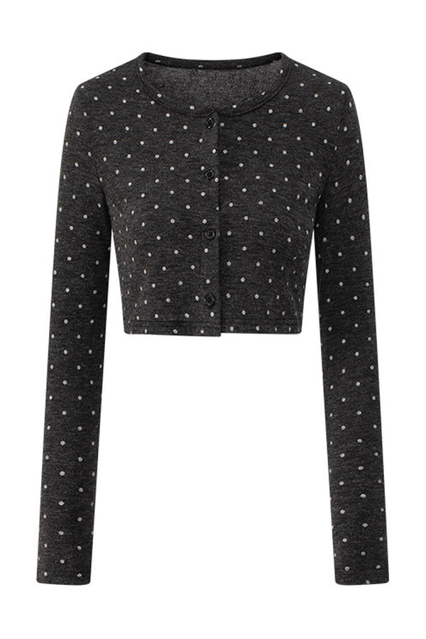 Polka-Dot Knit Cardigan Set