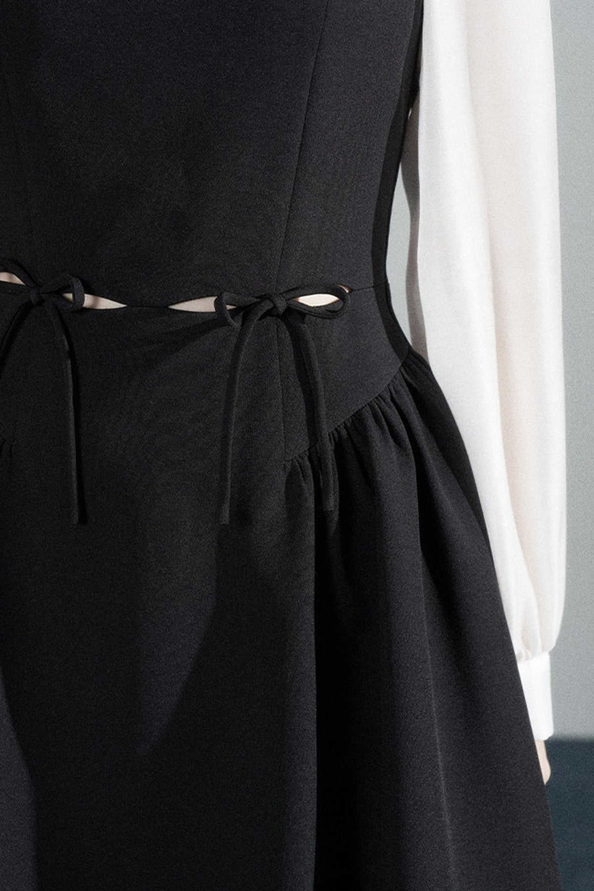 Black Square-Neck Hollow-Out Dress