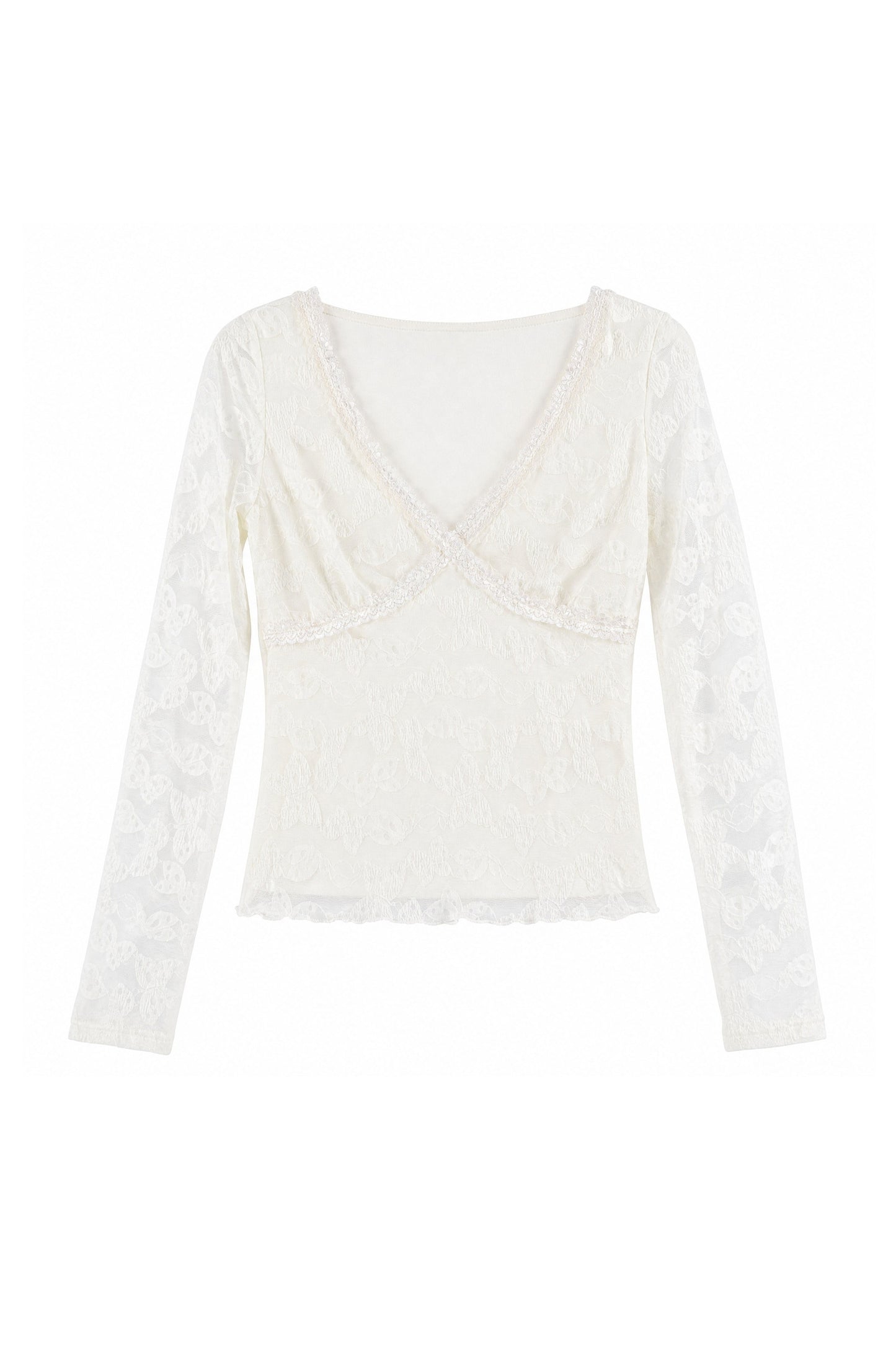 Ensemble 3 pièces composé d’une veste délavée, d’un haut à manches longues en dentelle et d’une jupe