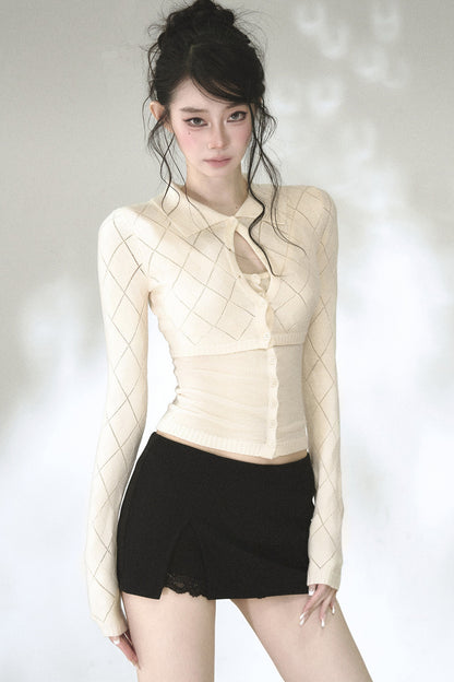 Retro Waist-Slimming Knit Cardigan