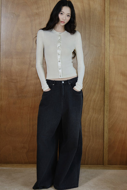 Pure Wool Button Knit Top
