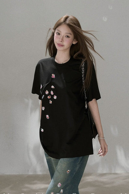 Meow-Chan Print Oversized Blouse