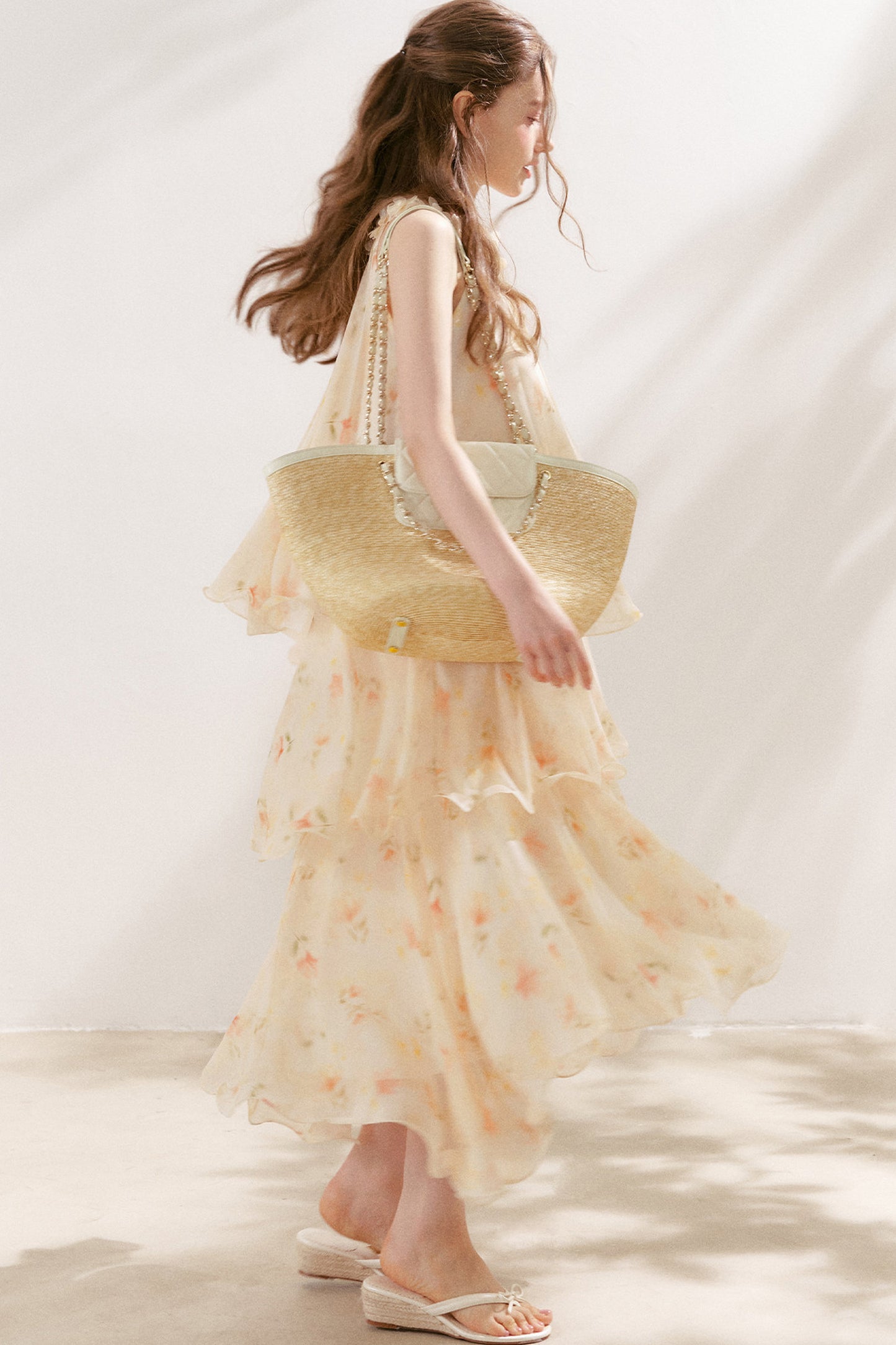 Chiffon Floral Halter Long Dress