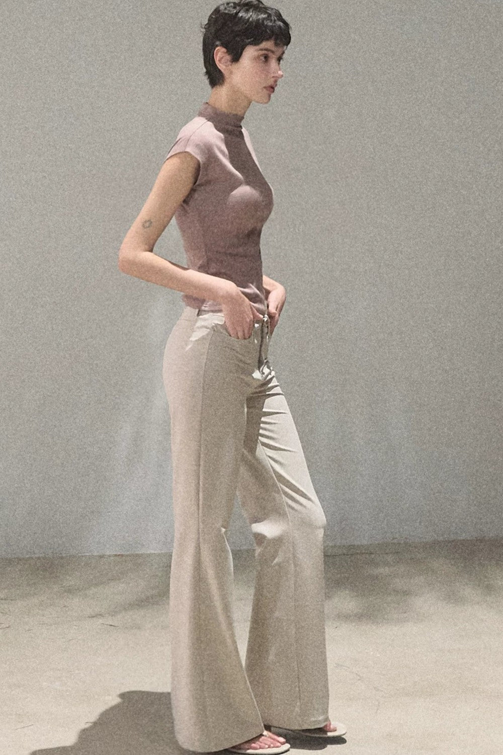 Ensemble pantalon évasé drapé en lyocell