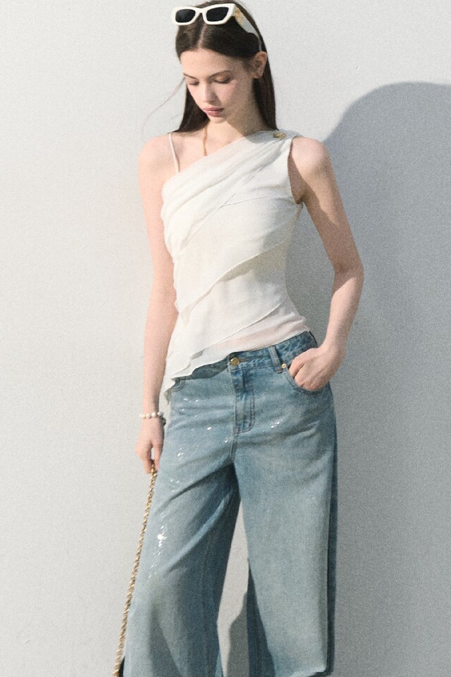Asymmetrical Shoulder-Cut Tank Top