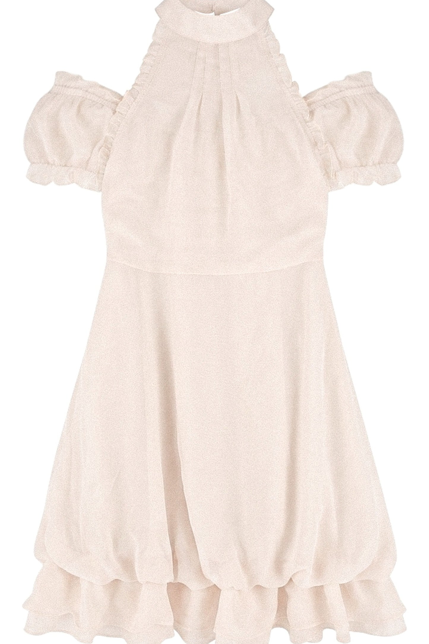 Kurzarmkleid mit Rüschen und Neckholder