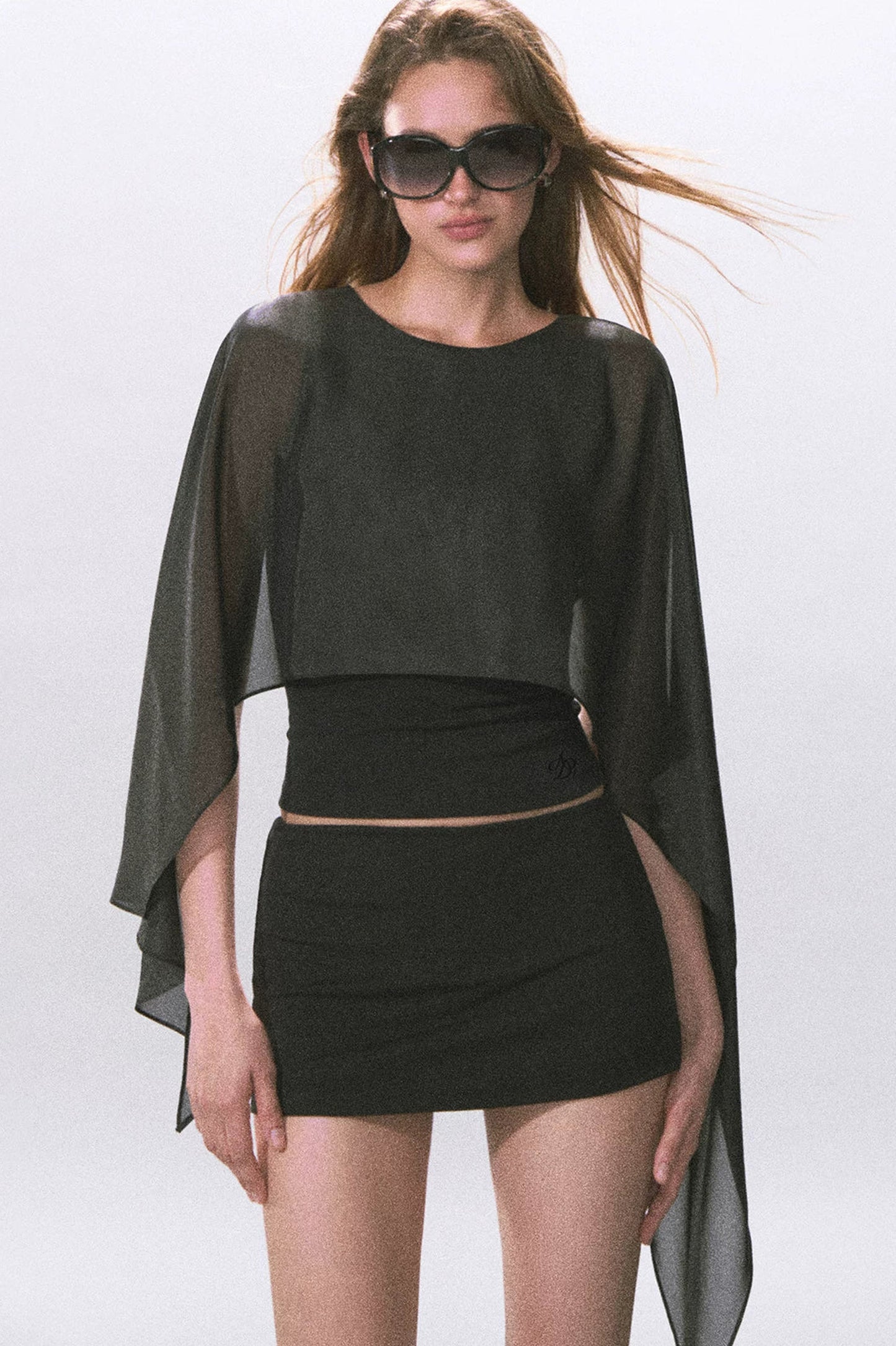 Black Knitted A-Line Skirt