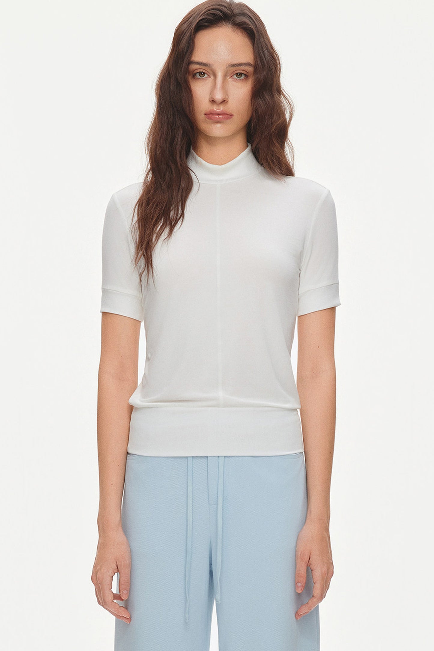 Tencel-Modal-Bluse mit halbhohem Kragen