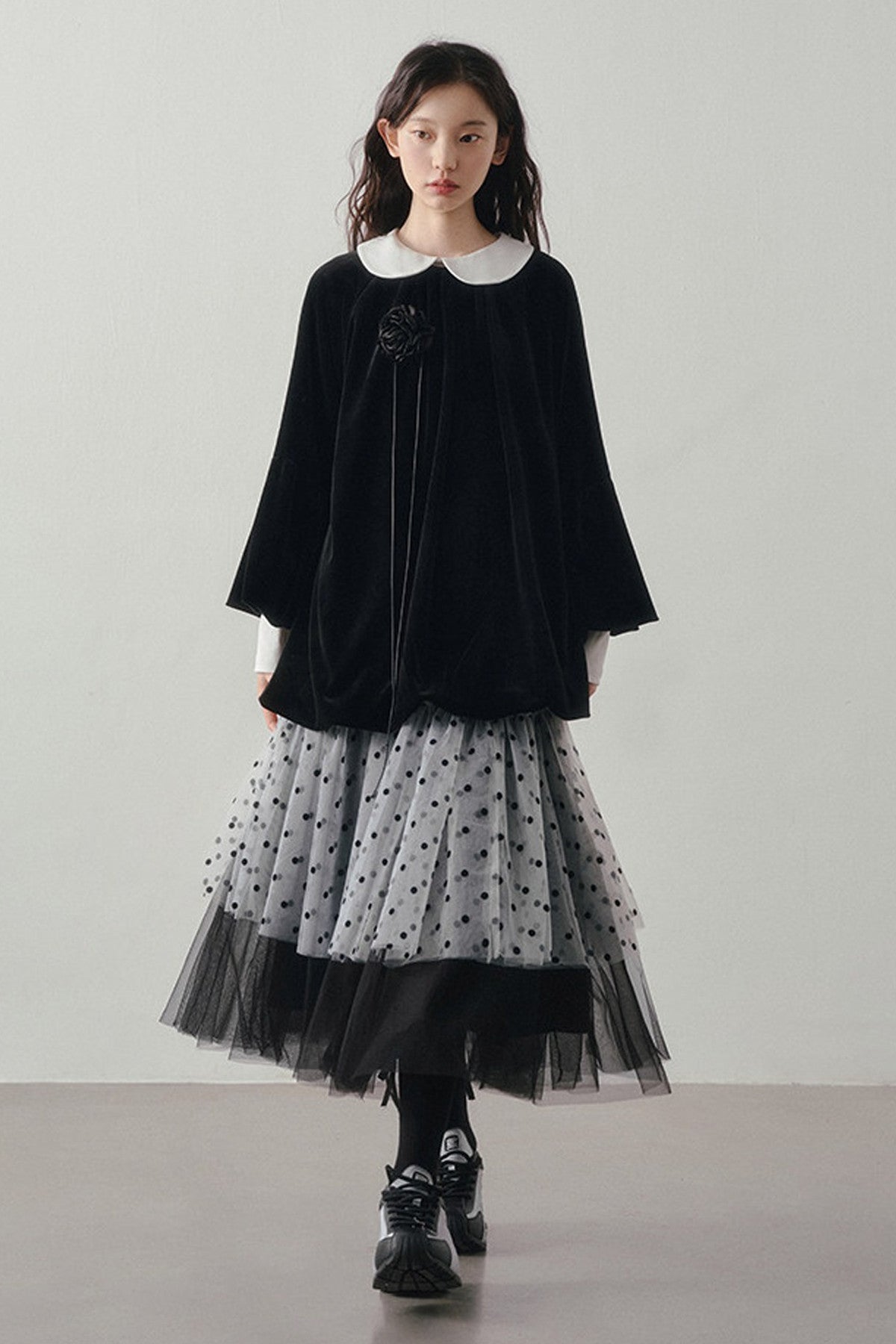 Polka Dot Patchwork Tulle Skirt