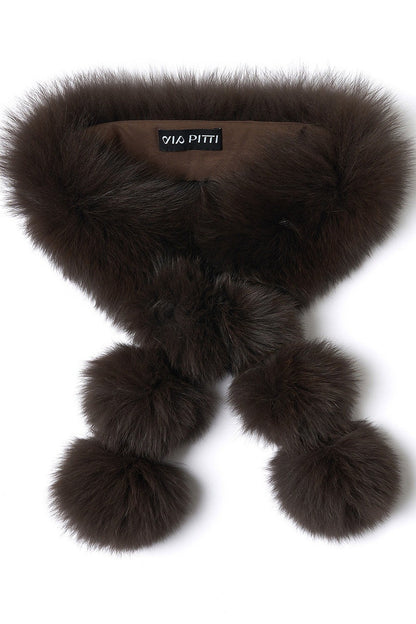 Fox Fur Tassel Pom Pom Scarf