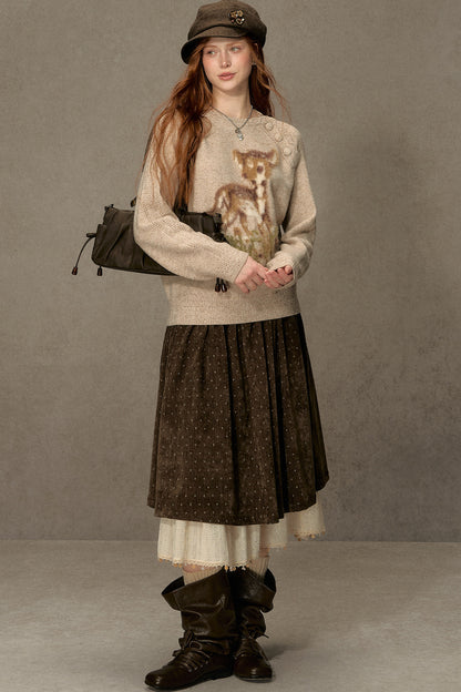 Deer Jacquard Pullover Sweater