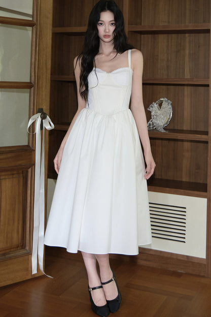 Vertical Cut Stand-Up Collar Slip Dress
