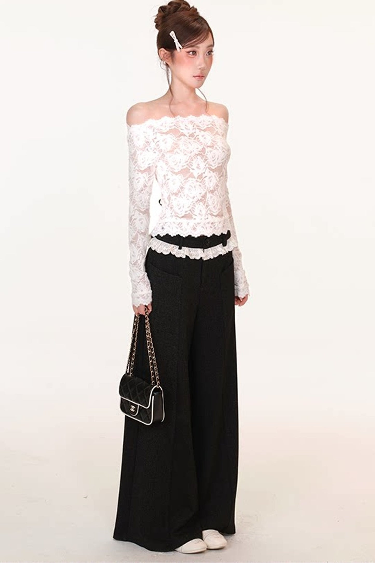 Velvet Lace Bow Top