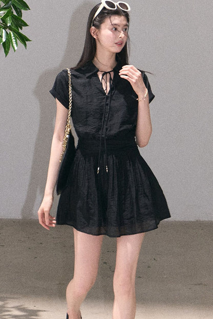 Lyocell Sheer Tie-Up Dress