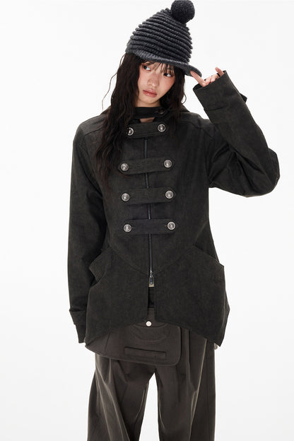 Mid-Length Denim Hooded Jacket
