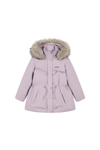 Mid-Length Fur Collar Goose Down Jacket