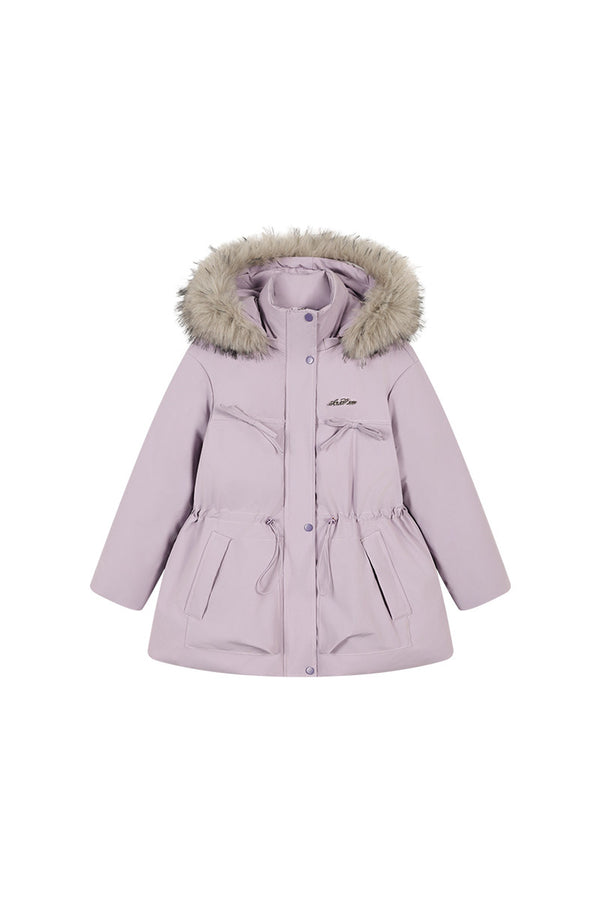 Mid-Length Fur Collar Goose Down Jacket