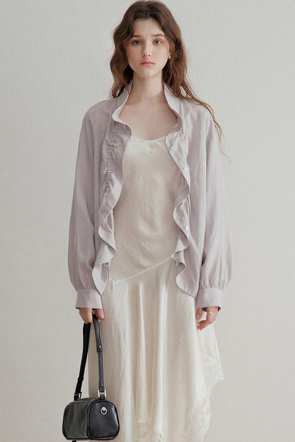 Linen Tencel Pleated Blouse