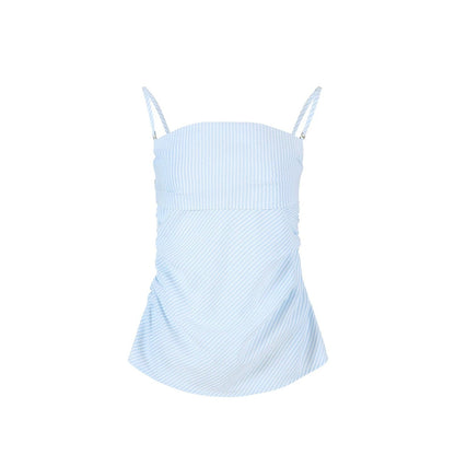 Camisola sin tirantes fruncida de rayas Fano