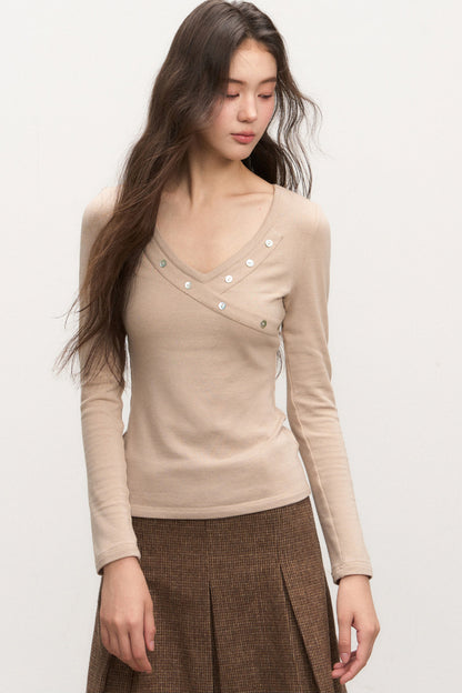 Lace V-Neck Knit Top and Skirt Set-Up