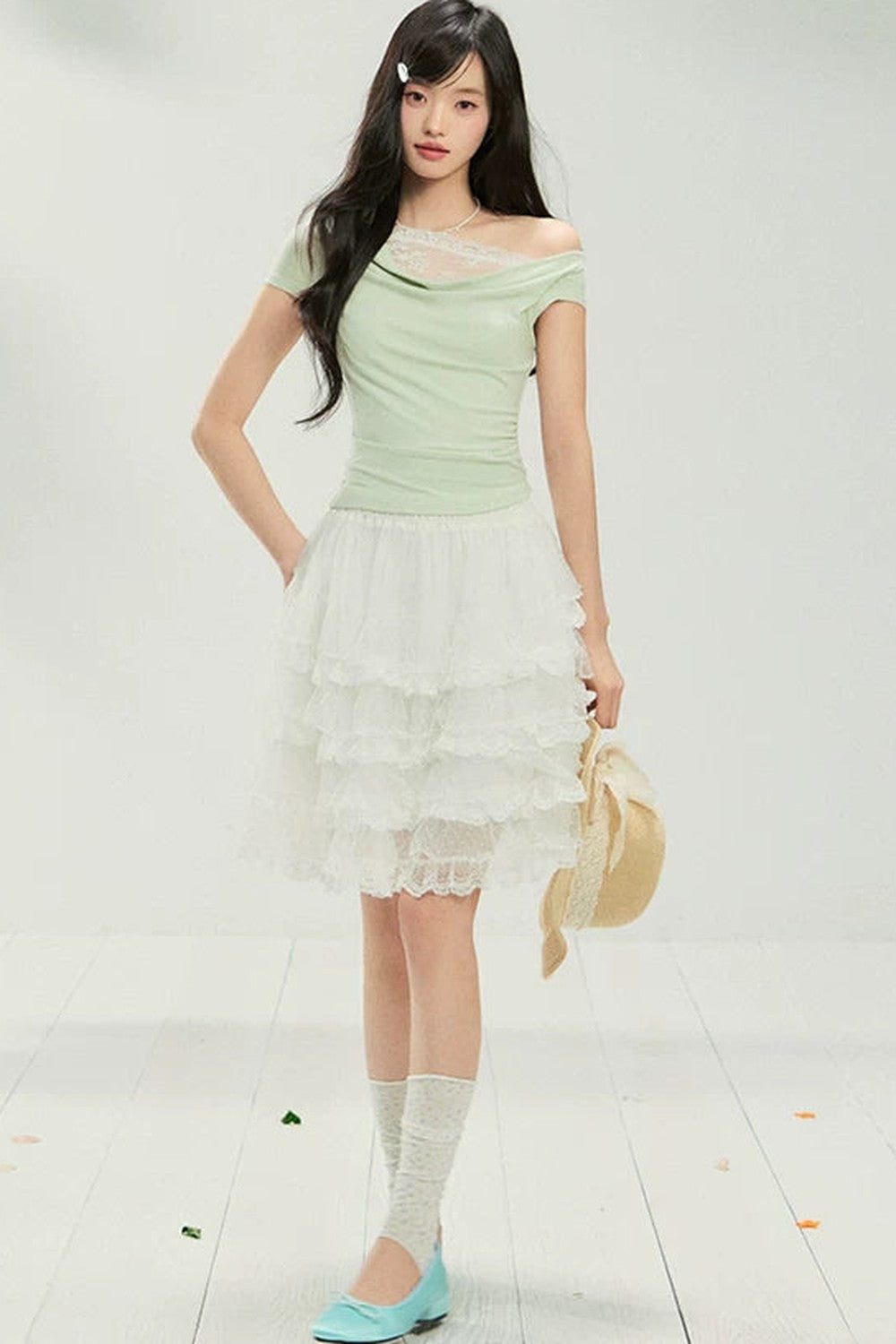 Lace Off-Shoulder T-Shirt