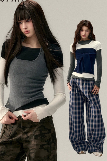 Viapitti Wavy Edge Layered T-Shirt Set-Up