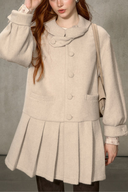 White Tea Letterhead Wool Blend Coat
