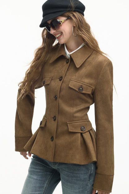 Loose Suede Long Sleeve Jacket