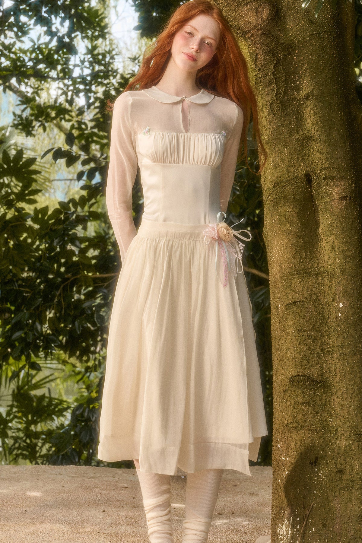 Satin Tencel Lapel Dress