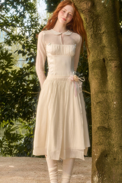 Satin Tencel Lapel Dress