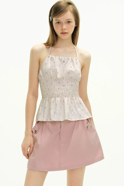 Romantic Floral Lace-Up Camisole
