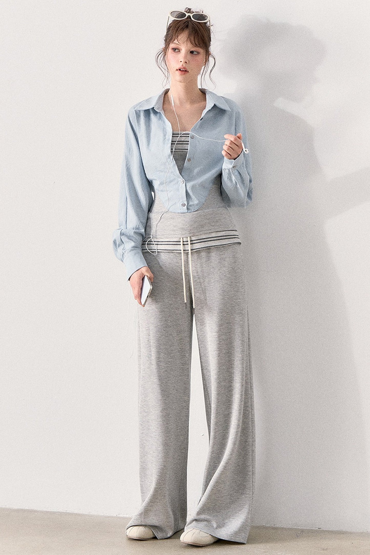 Relaxed Knit Wide Leg Pants and Shirt Set