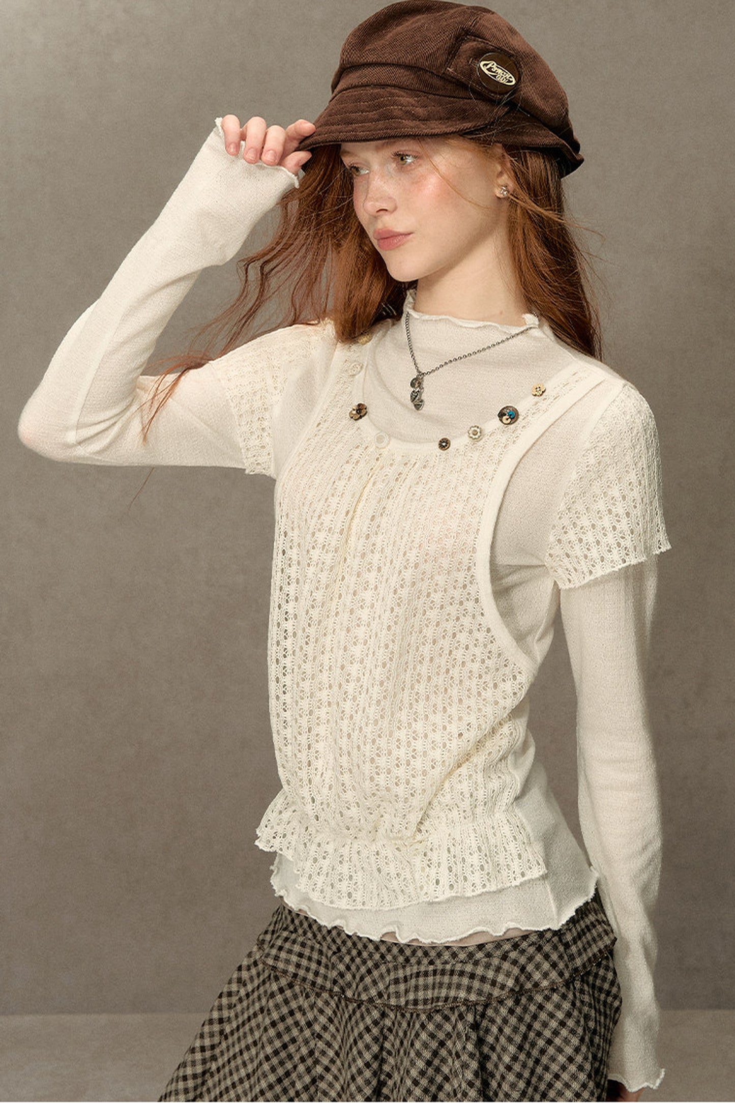 Hollow-Out Knit Sweater