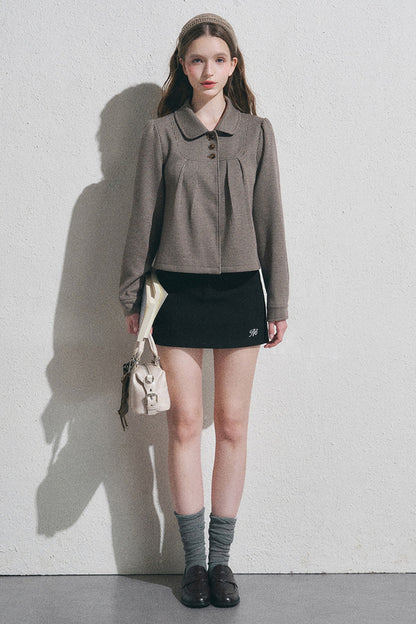 Houndstooth Doll Collar Polo Cardigan